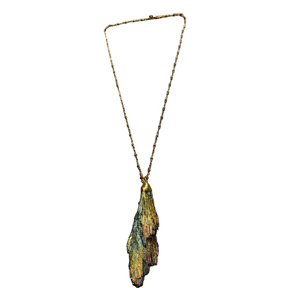 Gypset Honey necklace with iridescent stone with gold chain - Picture 1 of 3
